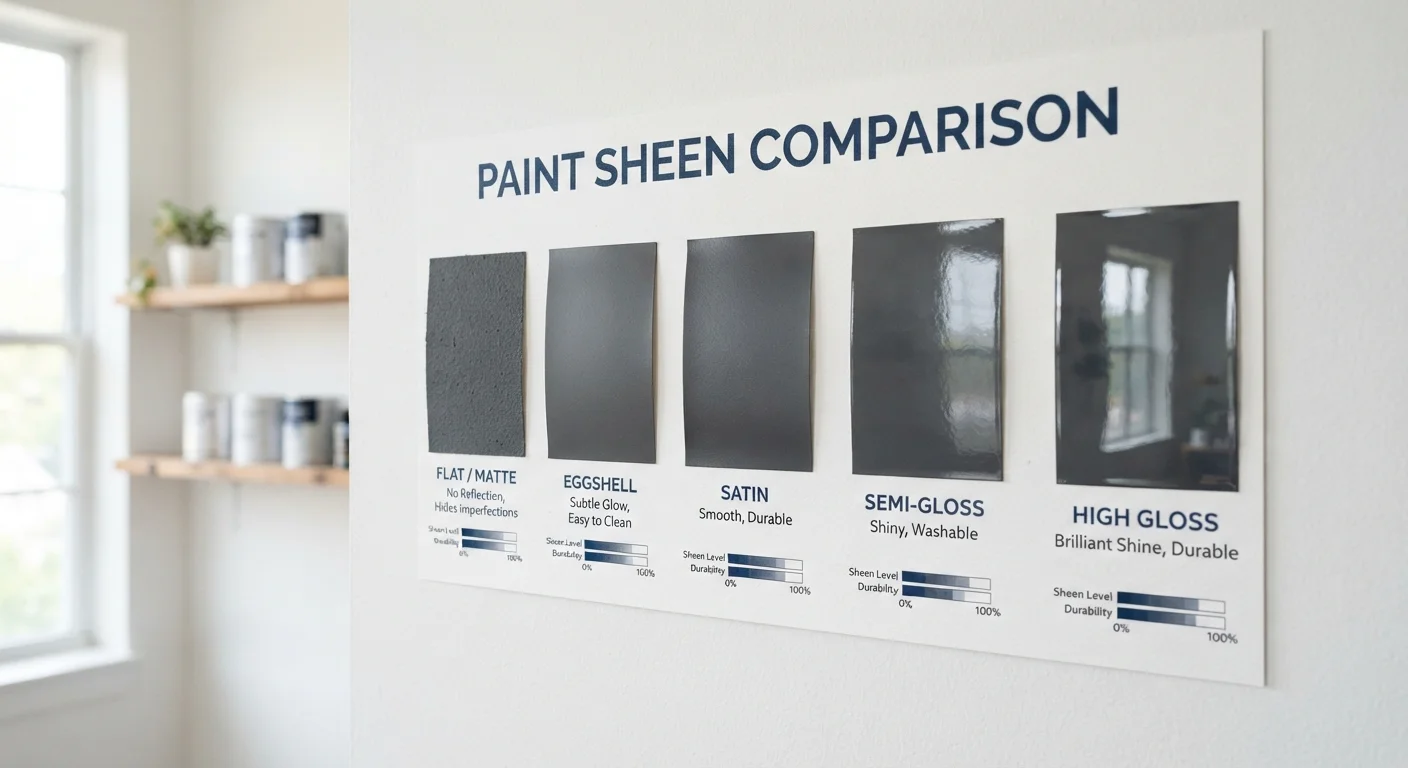 Reading a Paint Sheen Chart: Flat, Eggshell, Satin, Semi-Gloss, and Gloss Explained